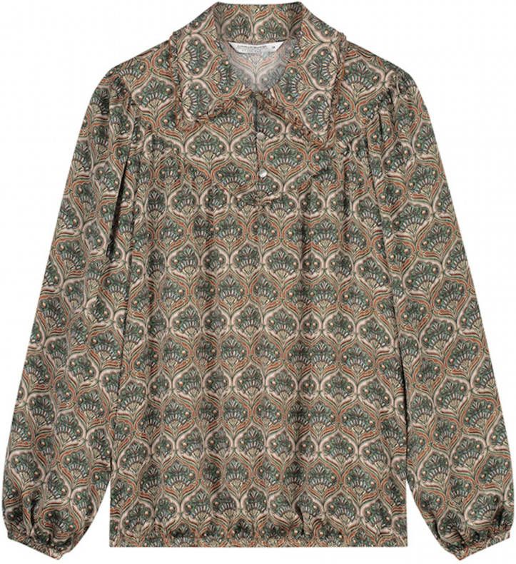 Summum Woman top met all over print groen/bruin/lcihtroze
