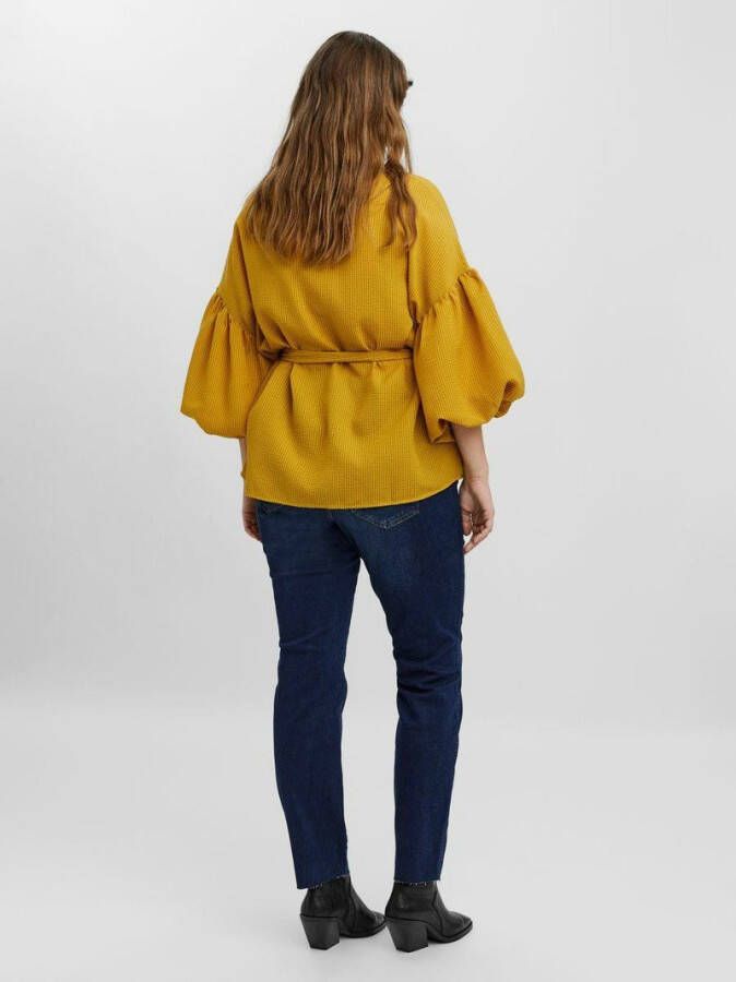 VERO MODA CURVE blouse VMMILLA met ceintuur geel