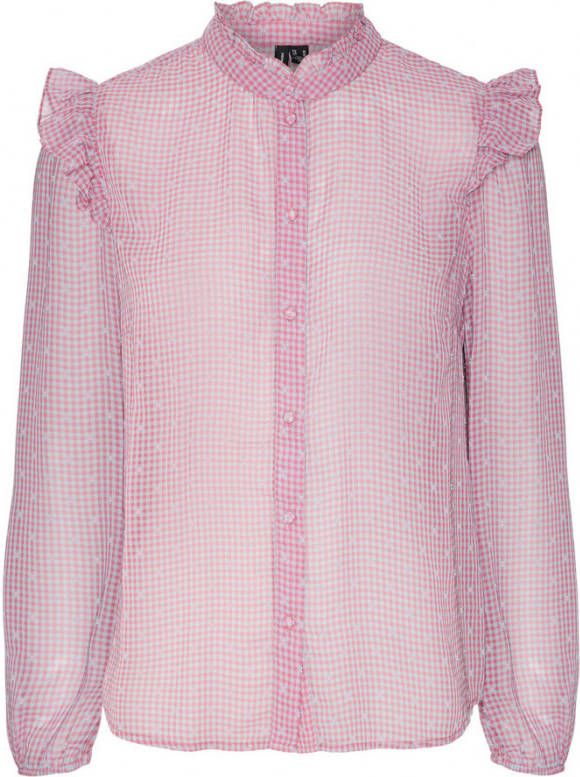 VERO MODA geruite blouse VMKIMMI van gerecycled polyester roze