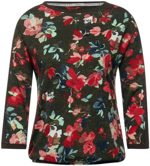 CECIL gebloemde gebreide trui groen/rood/donkerblauw/turquoise