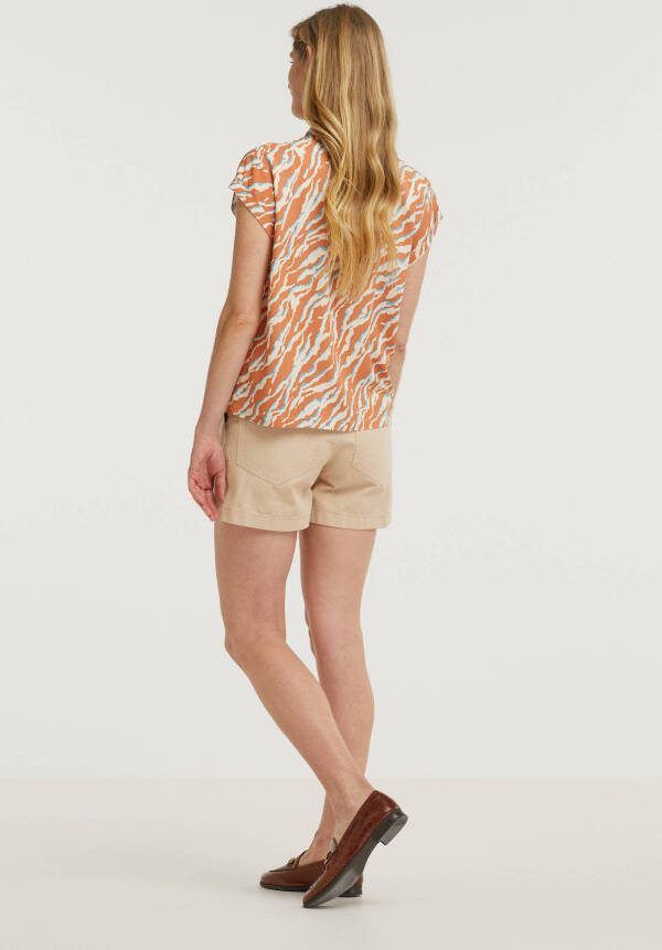 ICHI blouse IHCEFALU met all over print oranje