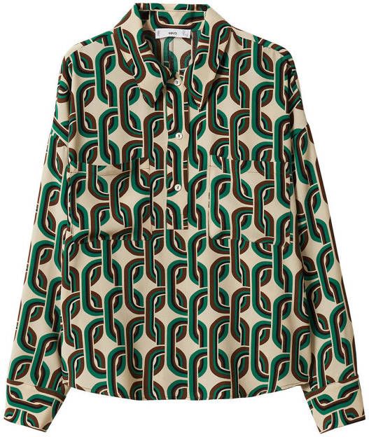 Mango Cosima blouse met borstzakken en all over print
