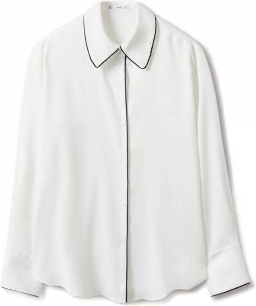 Mango blouse met contrastbies wit/zwart