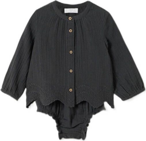 Mango Kids baby blouse met broekje antraciet