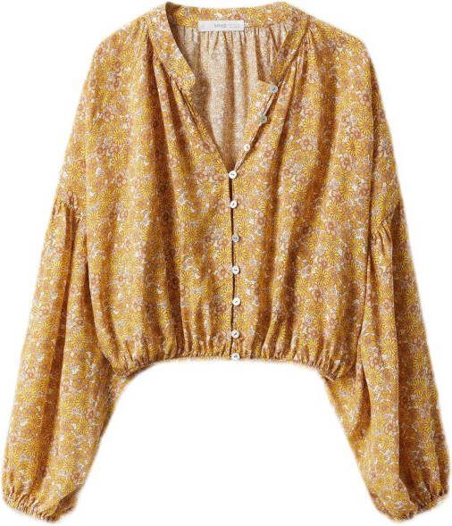 Mango Kids blouse met all over print middengeel