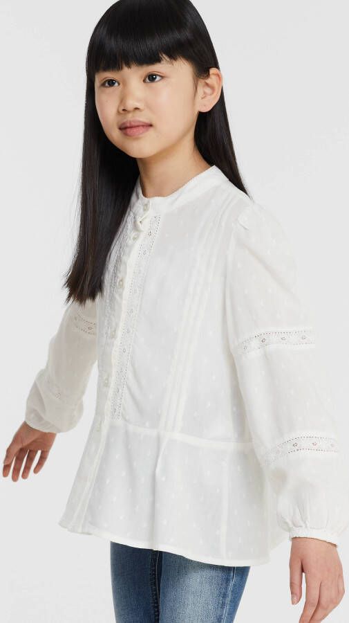 NAME IT KIDS blouse NKFNARIDE met borduursels wit