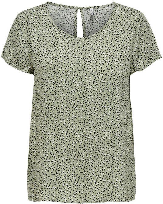 ONLY geweven top met all over print en open detail mintgroen/zwart/wit