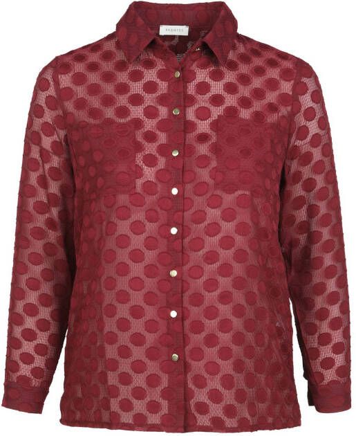 PROMISS semi transparante geweven blouse met mesh donkerrood