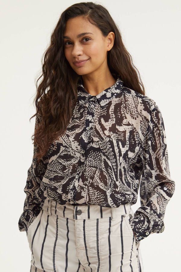 Summum Woman blouse met all over print antraciet