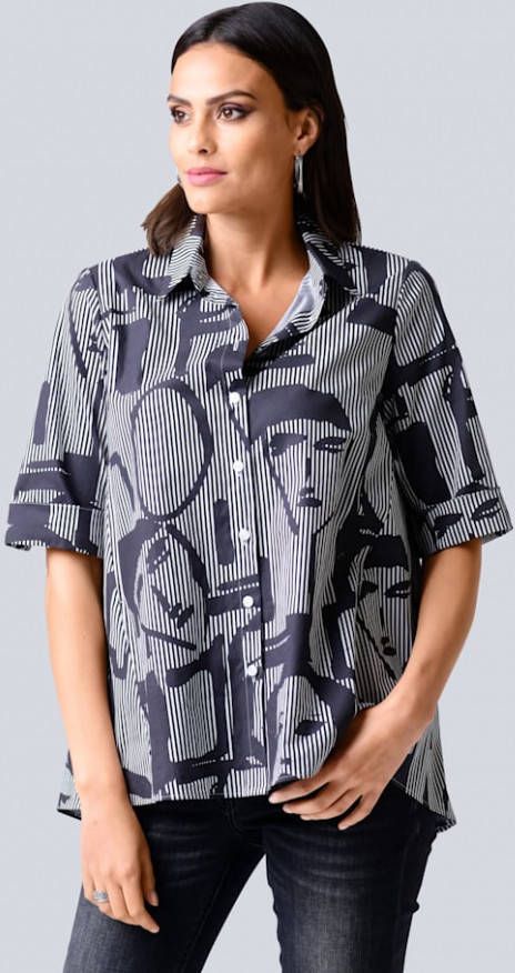 alba moda Blouse Grafische print rondom Zwart/Wit
