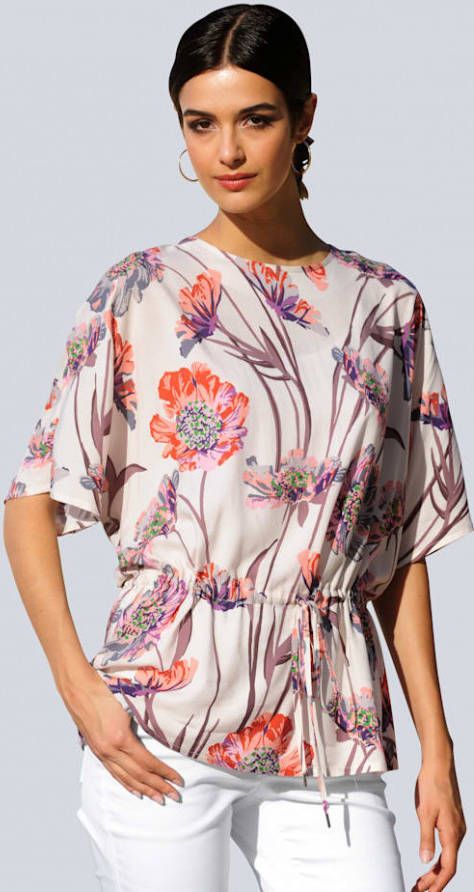 alba moda Blouse met bloemenprint Beige/Koraal