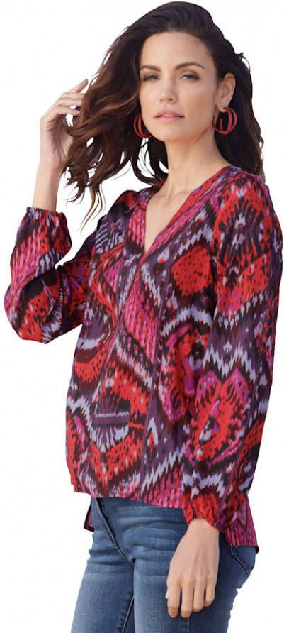 AMY VERMONT Blouse met exclusieve etnoprint Rood/Pink