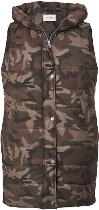 Angel of Style Bodywarmer met trendy camouflageprint Olijf