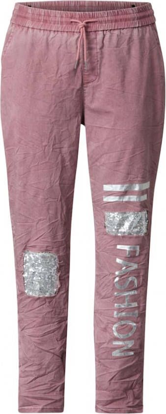 Angel of Style Jogpant met pailletten gevoerde destroyed effecten Rozenhout