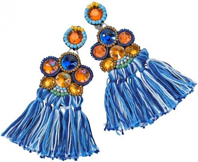Angel of Style Oorclips met kwastje Blauw