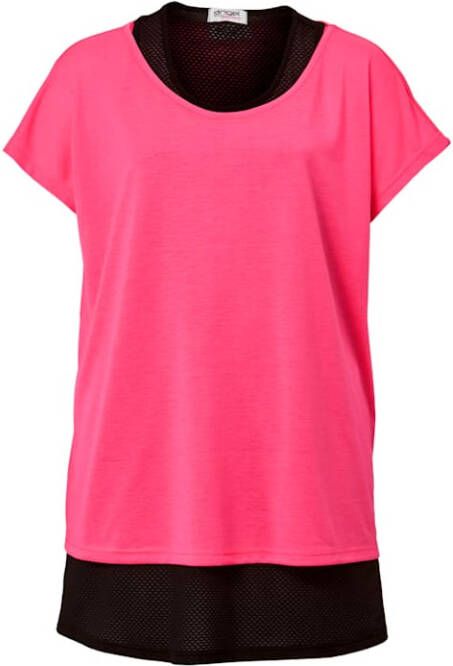 Angel of Style Shirt en topje in sportieve look Neonpink/Zwart