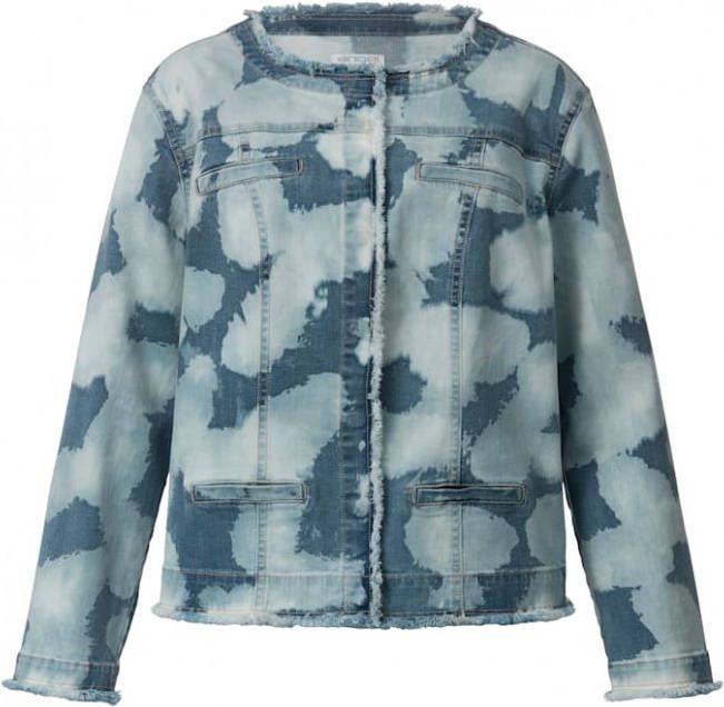 Angel of Style Spijkerjasje met batikprint Blue bleached