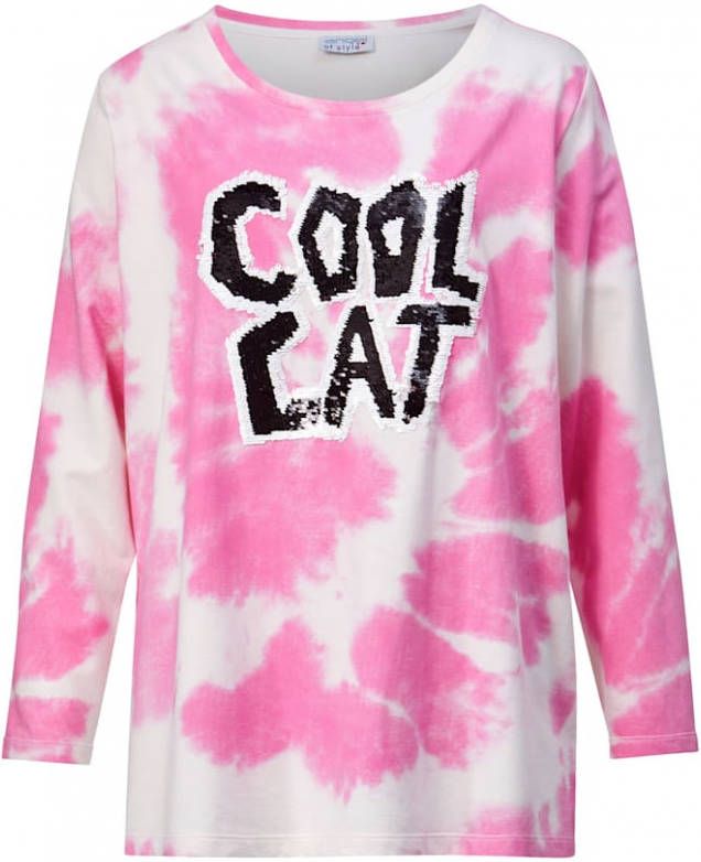 Angel of Style Sweatshirt met batikeffect Pink/Wit