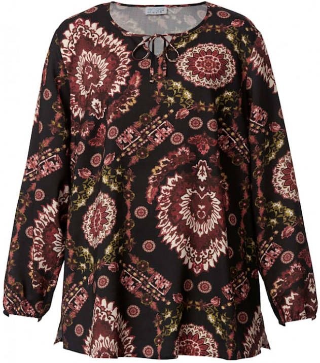 Angel of Style Tuniek met etnopatroon Zwart/Olijf/Berry
