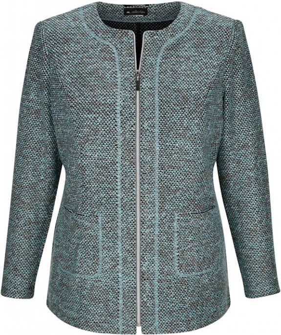 m. collection Bouclé blazer van structuurmateriaal Mint/Grijs