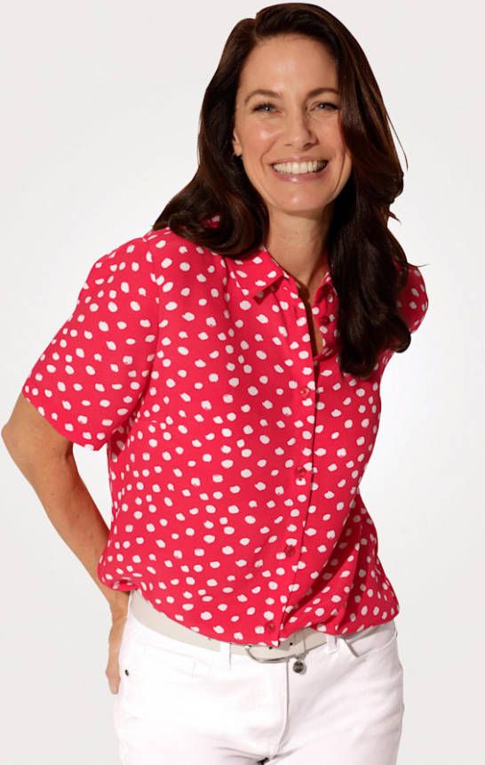 MONA Blouse met doorknoopsluiting Rood/Wit