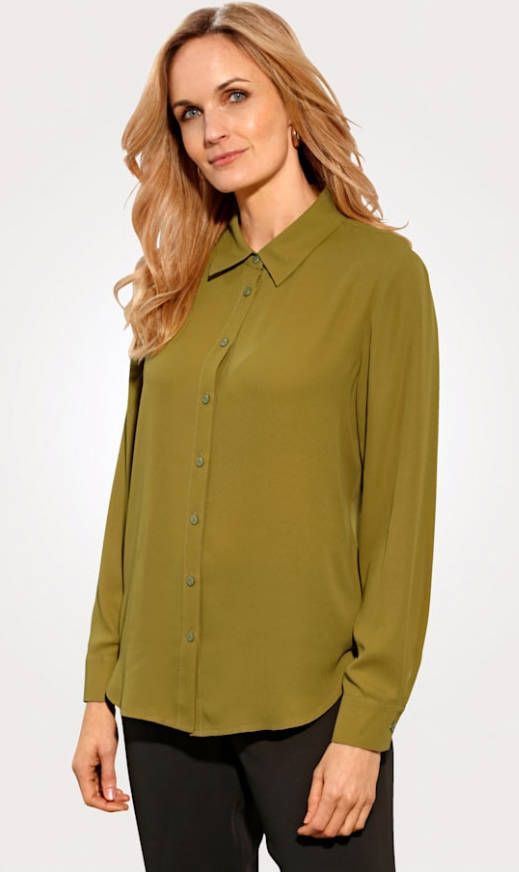 MONA Blouse met overhemdkraag Pistache